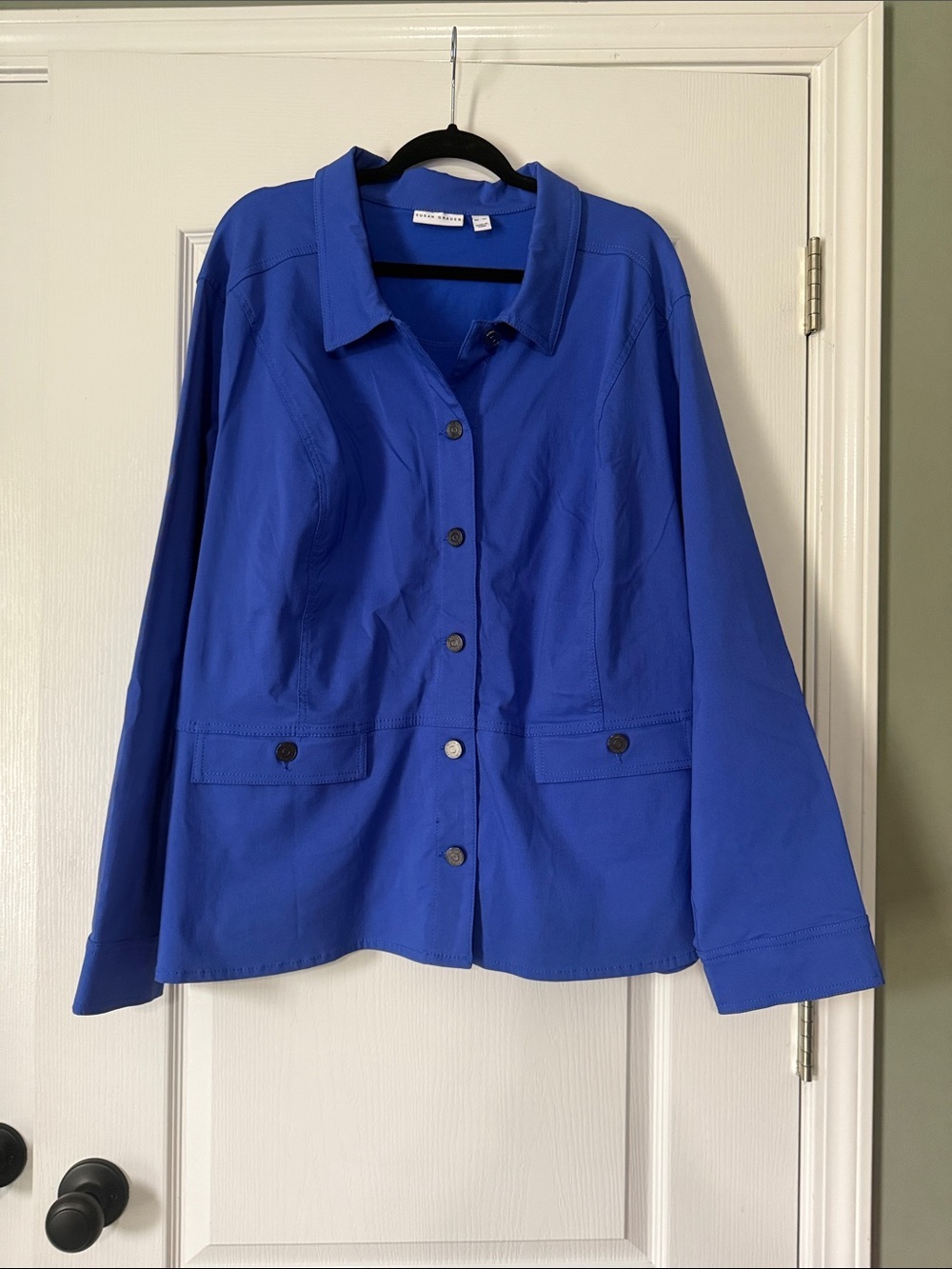 Belle by Kim Gravel Cobalt Blue Button-Front Utility Jacket Size 5X